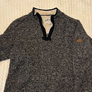 Orvis Men's Charcoal and Cream Zip-Up Sweater